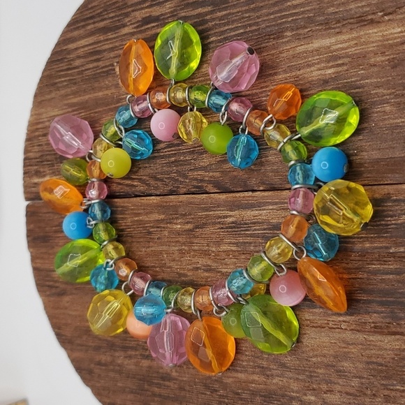 B2110 Easter egg pastel chandelier stretch bracelet colorful whimsical - Picture 1 of 2